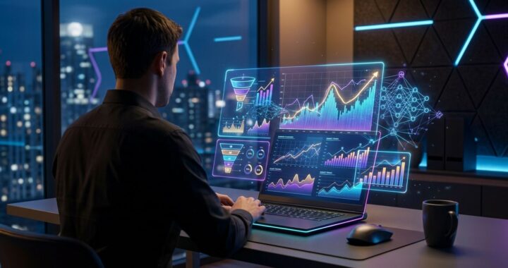 AI tools dashboard with futuristic interface and digital technology