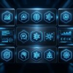 AI tools dashboard with futuristic interface and digital technology