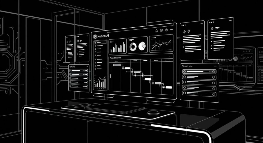Notion AI workspace with digital notes and task management interface