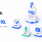 3D minimalist illustration showing affordable AI tools under $10 per month for writing, voice, design, and video workflows in 2026