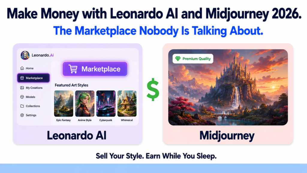 Make money with Leonardo AI and Midjourney by selling AI art, game assets, and digital products in 2026
