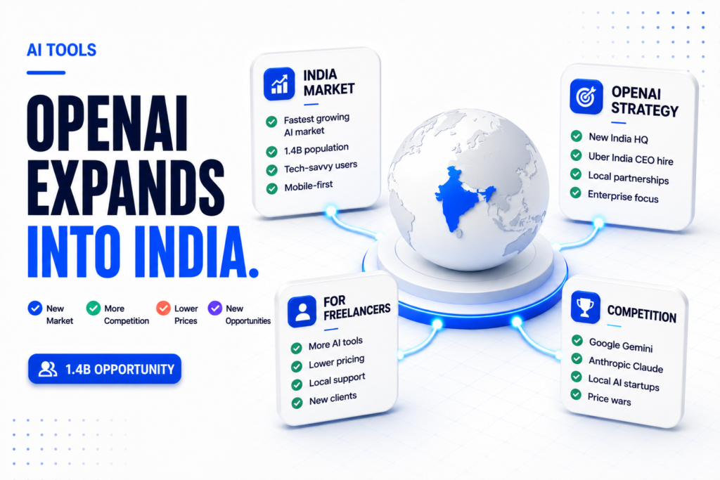 OpenAI India expansion strategy with AI market opportunities for entrepreneurs and freelancers in 2026