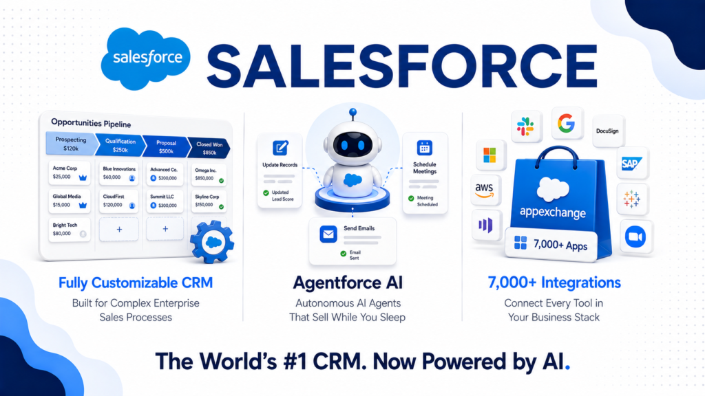Salesforce review 2026 covering pricing plans from $25 to $550 per user, Agentforce AI features, pros and cons for enterprise teams