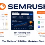 Semrush review 2026 covering pricing from $117 to $416 per month annually, 55 plus tools, Adobe acquisition, pros and cons versus Ahrefs