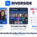 Riverside.fm review 2026 covering pricing from free to $24 per month, local recording technology, AI features, pros and cons for podcasters and video creators