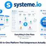Systeme.io review 2026 covering free plan, pricing from $17 per month, funnel builder, email marketing, and course features for solopreneurs
